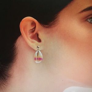 New JCrew whimsical green and red shell earrings